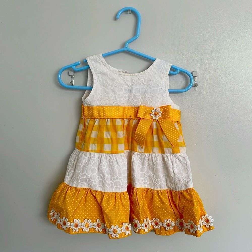 baby girl yellow and white spring Kids Dress size 3-6months